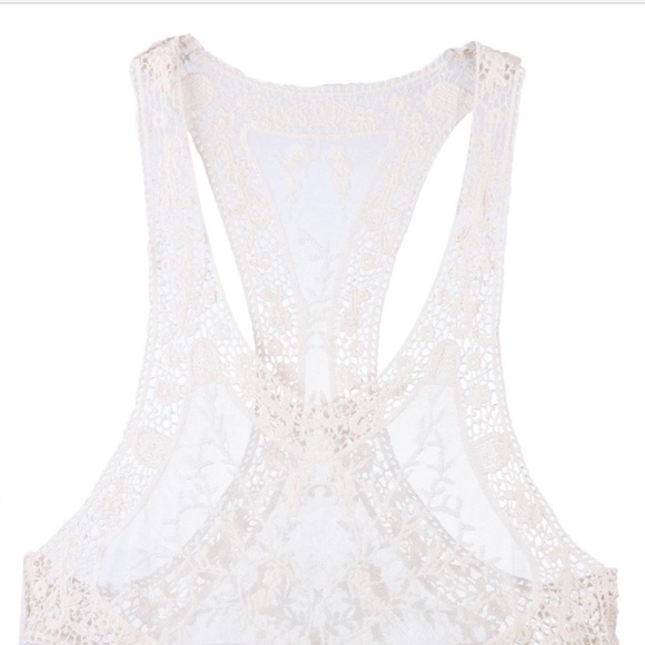 Ivory Lace Boho Crochet Tank Top - Picture 7 of 12